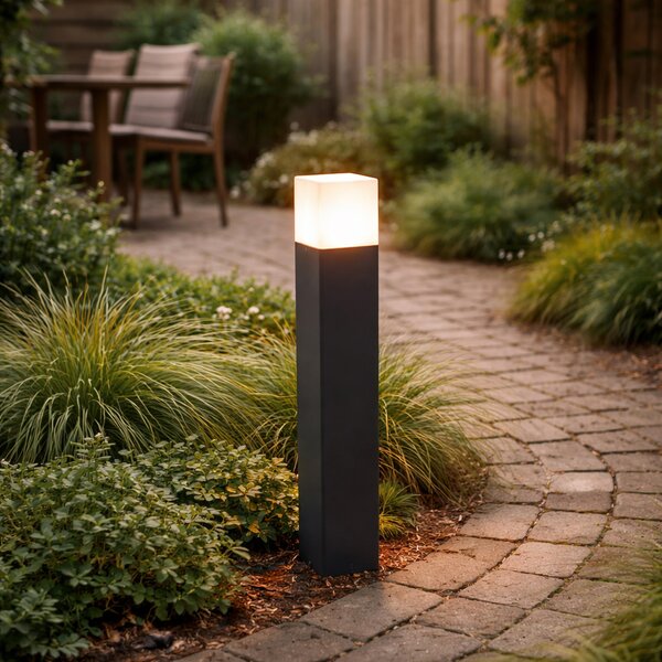Lampada da esterno a stelo nera con paralume opalino bianco 50 cm - Denmark