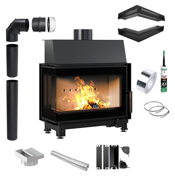 Caminetto in acciaio KRATKI SIMPLE sinistro 6 kW Ø 150