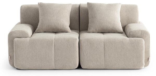DIVANO MODULARE MILYSOFA SOFAMOUS, lineare, a 2 posti, rivestito in tessuto di chenille, color sabbia