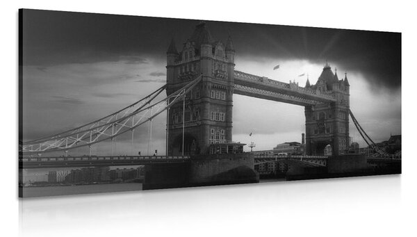 Stampa su tela – Tramonto su Tower Bridge in bianco e nero