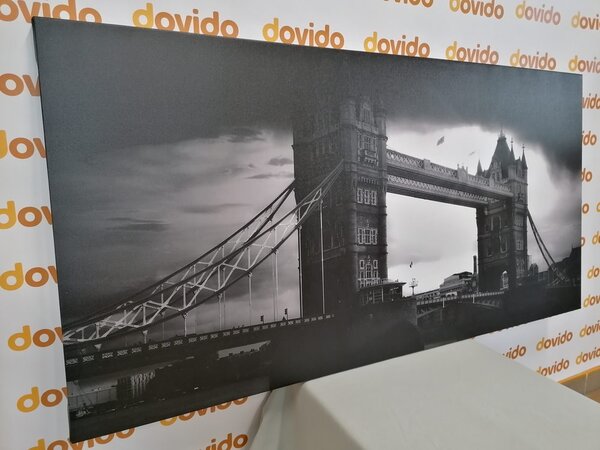 Stampa su tela – Tramonto su Tower Bridge in bianco e nero
