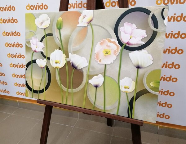 Quadro su tela – Papaveri bianchi su sfondo astratto