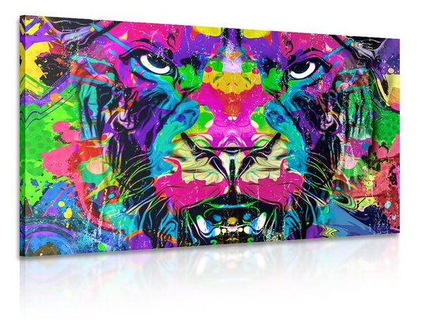 Stampa su tela – Felino multicolore