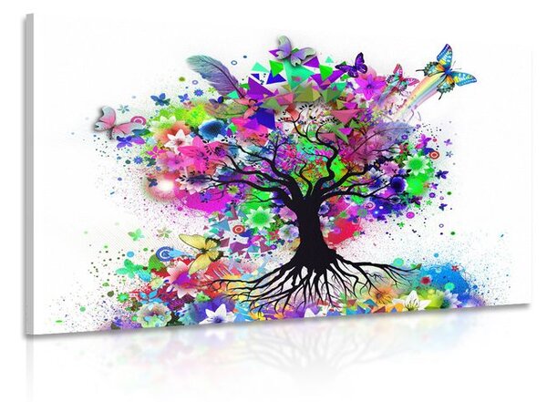 Quadro su tela – Albero fiorito pieno di colori