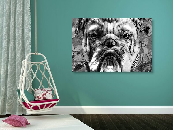 Stampa su tela – Bulldog in bianco e nero