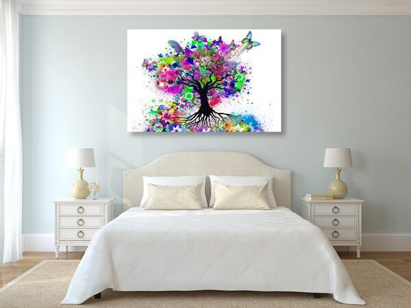 Quadro su tela – Albero fiorito pieno di colori