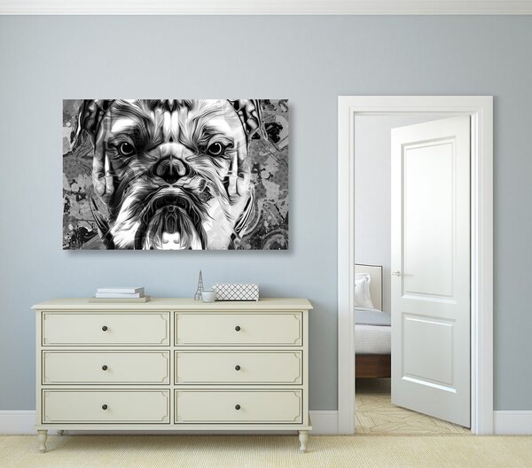 Stampa su tela – Bulldog in bianco e nero