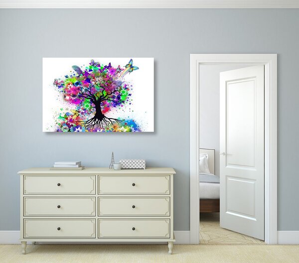Quadro su tela – Albero fiorito pieno di colori