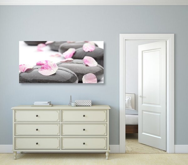 Quadro su tela – Pietre wellness con petali