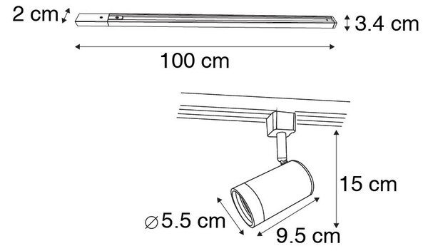 Sistema a binario moderno monofase con 14 faretti bianchi - Jeana