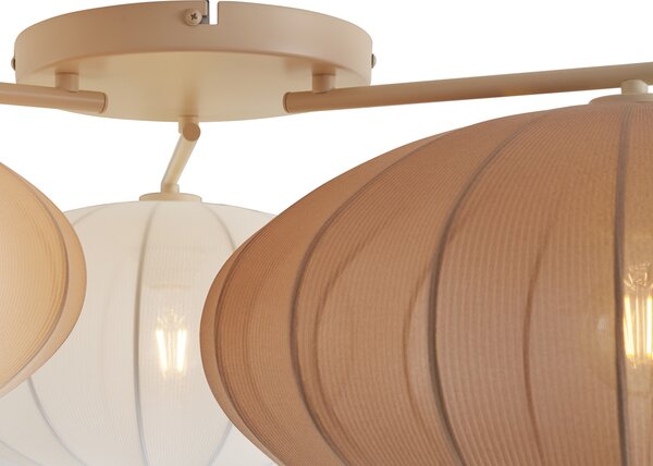 Plafoniera Japandi bianca con beige e marrone 3 luci - Multi Bida