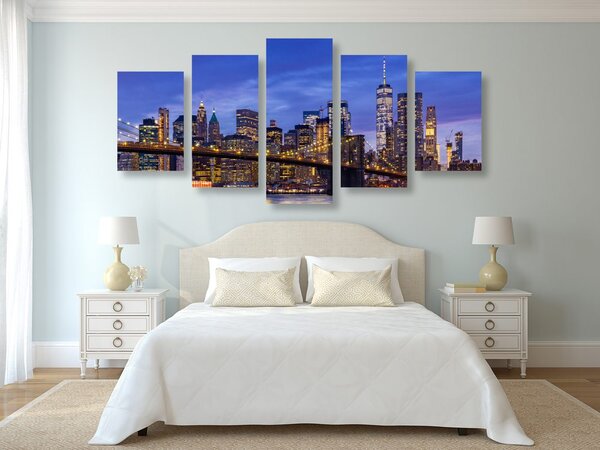 Quadri 5 pezzi – Affascinante ponte di Brooklyn
