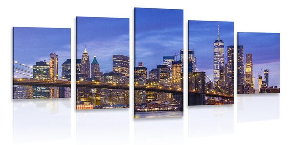 Quadri 5 pezzi – Affascinante ponte di Brooklyn