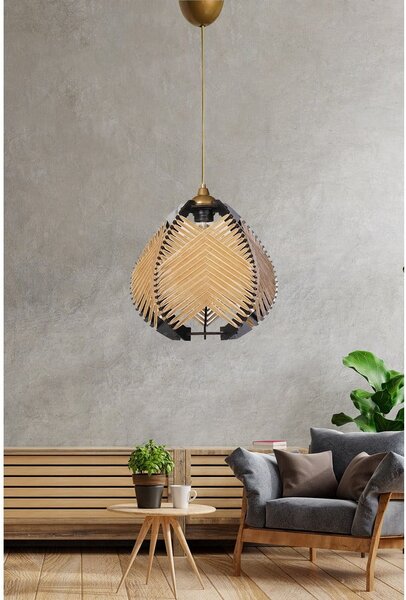Lampadario nero/beige con paralume in tessuto ø 25 cm – Opviq lights