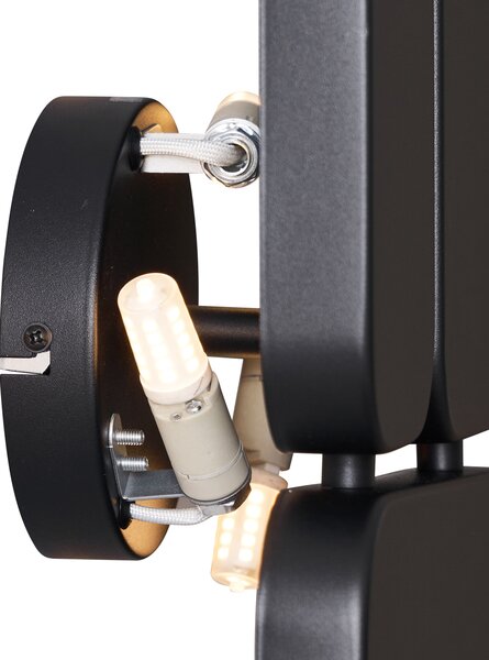 Lampada da parete di design nera a 3 luci - Planes