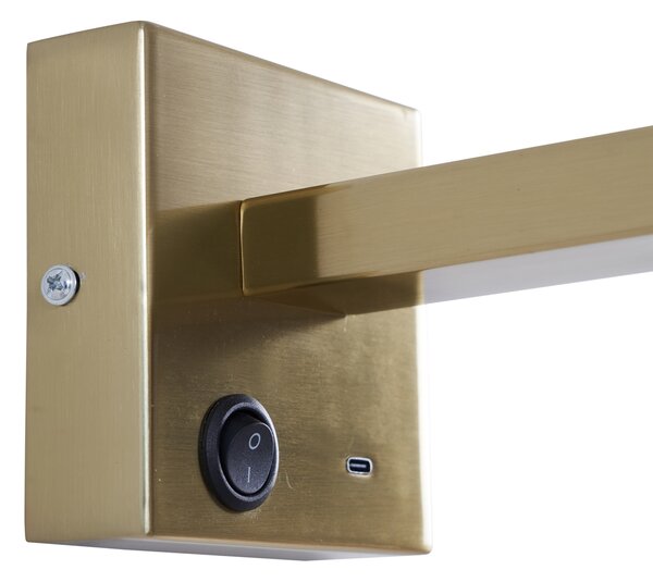 Lampada da Parete Moderna Oro con USB-C Inclinabile - Rex
