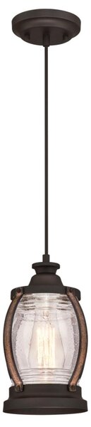 Lampada a sospensione a fiamma singola Canyon bronzo / vetro antico