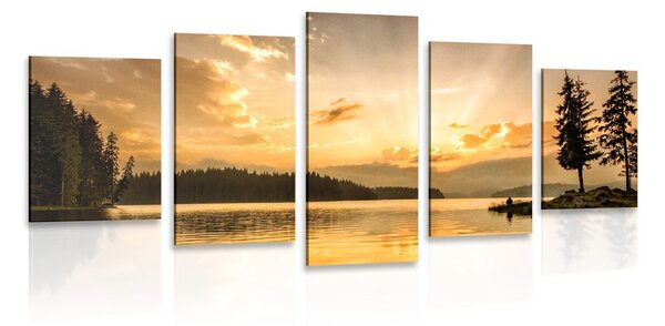 Quadri 5 pezzi – Riflesso del lago di montagna