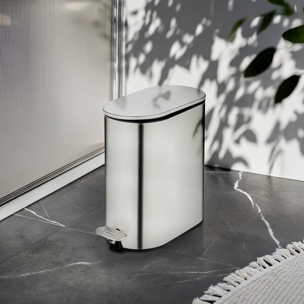 Cestino per la spazzatura color argento opaco in acciaio inox con pedale 5 l Collungo – Wenko