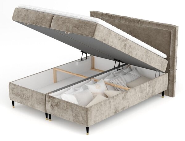 Letto boxspring beige con spazio contenitivo 180x200 cm Voyage - Maison de Rêve