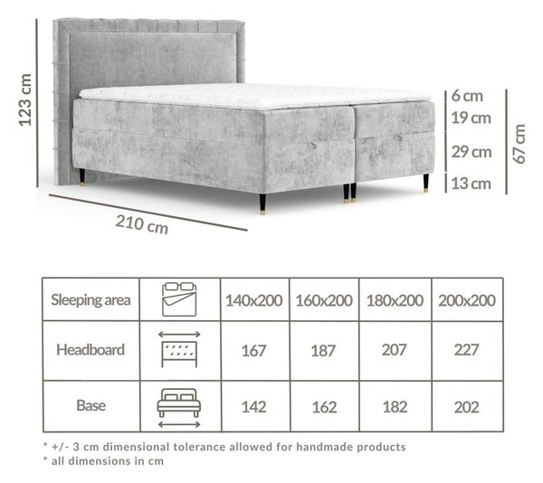 Letto boxspring beige con spazio contenitivo 180x200 cm Voyage - Maison de Rêve