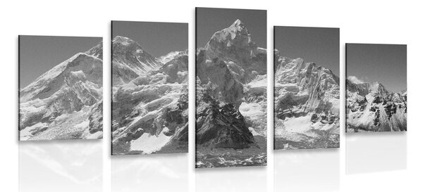 Quadri 5 pezzi – Splendido picco di montagna in bianco e nero