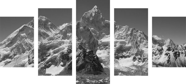 Quadri 5 pezzi – Splendido picco di montagna in bianco e nero