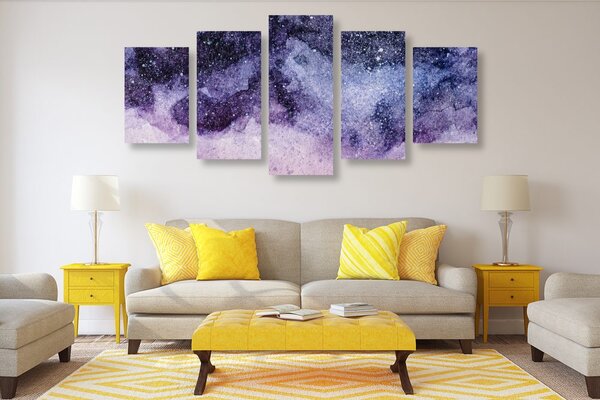 Quadri 5 pezzi – Astrazione del cielo notturno