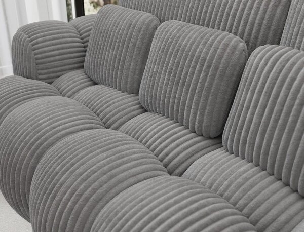 Divano grigio allungabile con rivestimento in velluto a coste 256 cm Cotonn – ELTAP