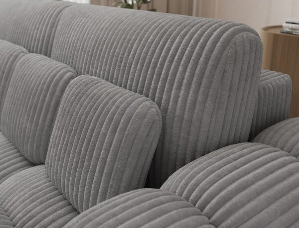 Divano grigio allungabile con rivestimento in velluto a coste 256 cm Cotonn – ELTAP