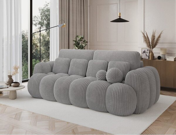 Divano grigio allungabile con rivestimento in velluto a coste 256 cm Cotonn – ELTAP