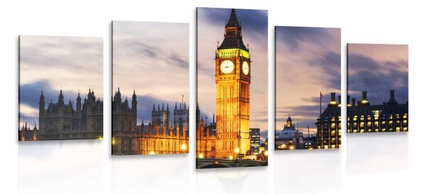 Quadri 5 pezzi – Big Ben notturno a Londra