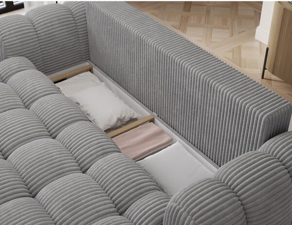 Divano grigio allungabile con rivestimento in velluto a coste 256 cm Cotonn – ELTAP