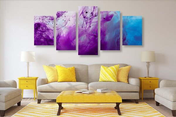 Quadri 5 pezzi – Magica astrazione viola