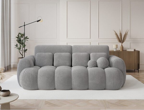 Divano grigio allungabile con rivestimento in velluto a coste 256 cm Cotonn – ELTAP