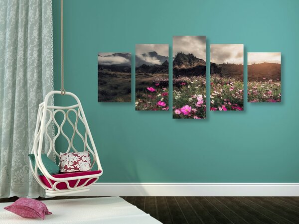 Quadri 5 pezzi – Prato di fiori in fiore