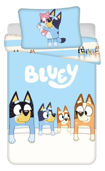 Set copripiumino e federa da bambini blu in cotone per culla 100x135 cm Bluey – Jerry Fabrics