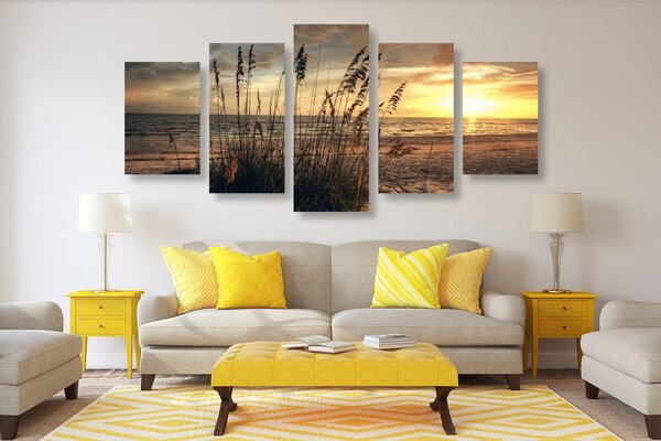 Quadri 5 pezzi – Tramonto sulla spiaggia