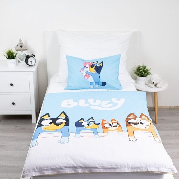 Set copripiumino e federa da bambini blu in cotone per culla 100x135 cm Bluey – Jerry Fabrics