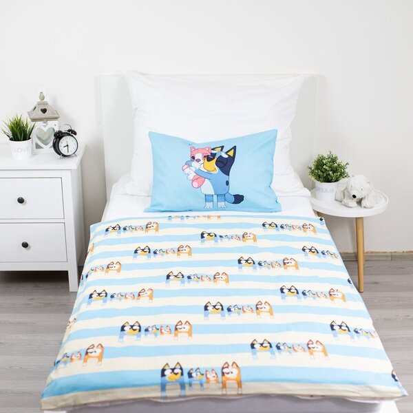 Set copripiumino e federa da bambini blu in cotone per culla 100x135 cm Bluey – Jerry Fabrics