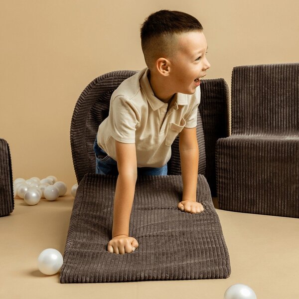 Gioco per psicomotricità turchese in velluto a coste 5 pz altezza totale 30 cm 250x45 cm Montessori – Meowbaby