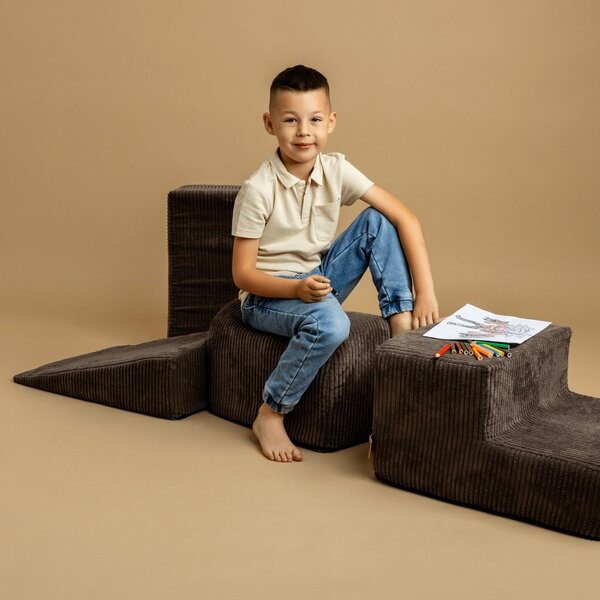 Gioco per psicomotricità turchese in velluto a coste 5 pz altezza totale 30 cm 250x45 cm Montessori – Meowbaby