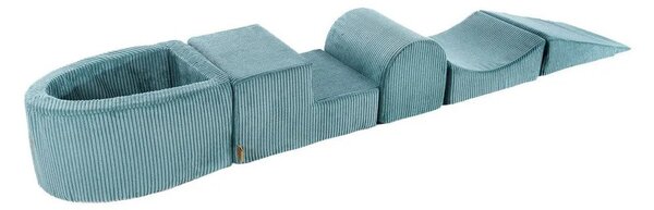Gioco per psicomotricità turchese in velluto a coste 5 pz altezza totale 30 cm 250x45 cm Montessori – Meowbaby