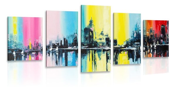 Quadri 5 pezzi – Pittura a olio della città