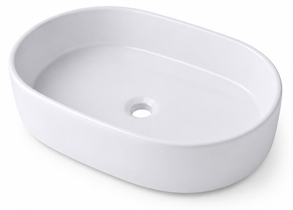Lavabo da appoggio Relaxdays, dimensioni: 14,5 x 55 x 34 cm, senza foro per rubinetto, senza troppofilo, in Vetroceramica, con trattamento effetto lotos, colore bianco