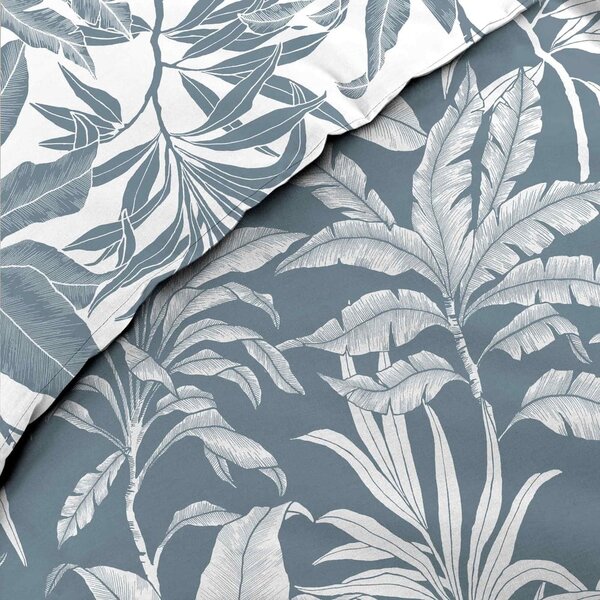 Set copripiumino e federa bianco/blu in cotone per letto matrimoniale ed esteso 240x220 cm Hera – douceur d'intérieur