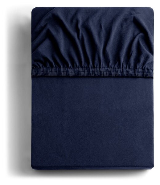 Lenzuolo con angoli blu scuro in jersey 140x200 cm Amber – Restilo