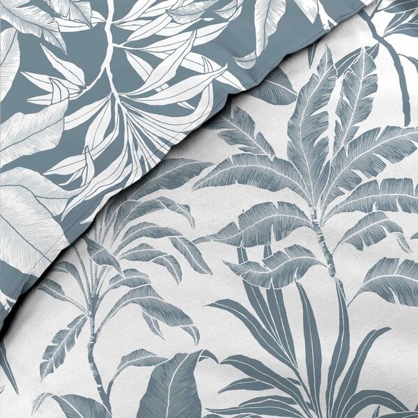 Set copripiumino e federa bianco/blu in cotone per letto matrimoniale ed esteso 240x220 cm Hera – douceur d'intérieur