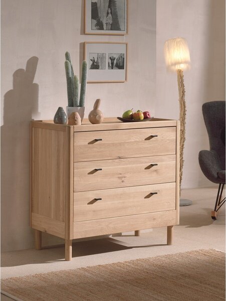 Cassettiera per bambini di colore naturale in rovere massiccio 100x95x55 cm Forrest – Vipack