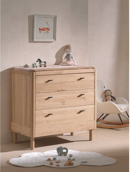 Cassettiera per bambini di colore naturale in rovere massiccio 100x95x55 cm Forrest – Vipack